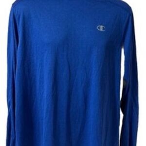 Champion Performance Vapor Activewear Long Sleeve Shirt Logo Blue Men's XLT